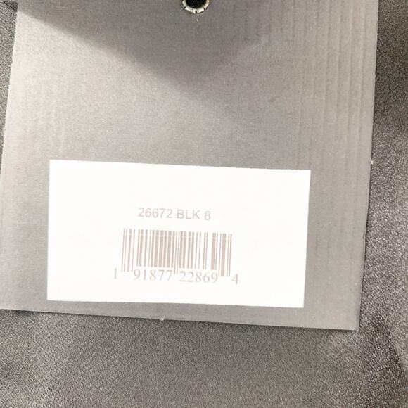 MAC DUGGAL Dress Size 8 Mini Dress NEW Black Beaded Fringe Hem Silver Puff Slv - Picture 8 of 9